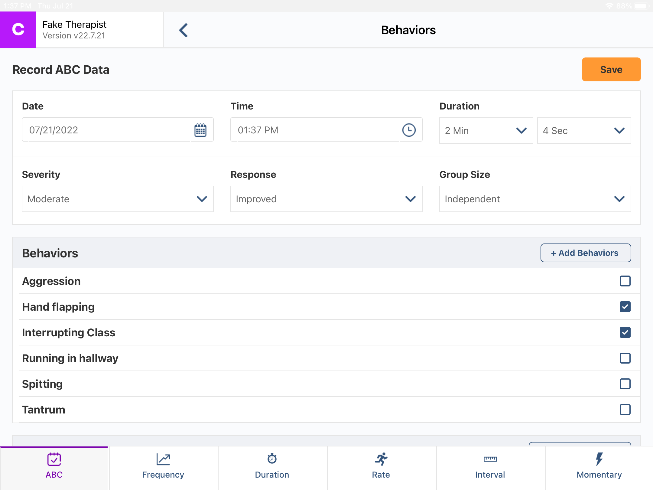 screenshot of Ensora Data Collection
